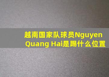 越南国家队球员Nguyen Quang Hai是踢什么位置